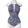 Backless Animal Print Halter Swimsuit - Image 2