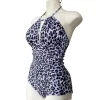Backless Animal Print Halter Swimsuit - Image 3