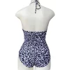Backless Animal Print Halter Swimsuit - Image 4